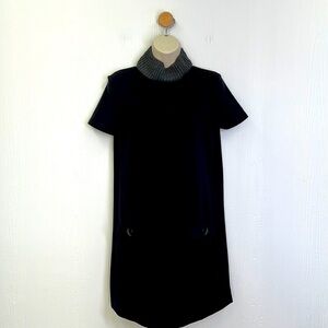Zara - Gray Mock Neck Black Front Pocket Shift Dress Size Small